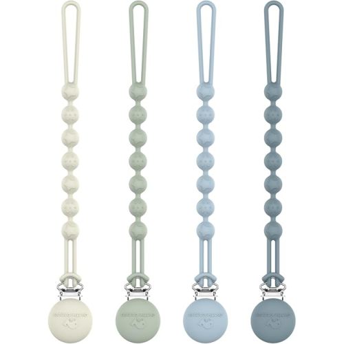 Cuddle Campus Silicone Pacifier Clip Holder with One Piece Design,Soft Flexible Binky Clips with Texture for Baby Boy and Girl Pack of 4 (0-6m)