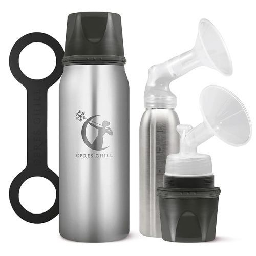 CERES CHILL OG Breastmilk Chiller & Warmer β 12β34oz Portable Breast Milk Cooler, Storage & Baby Bottle for Travel, Work or On-The-Go β Pump Compatible Container β Per My Last Email Steel