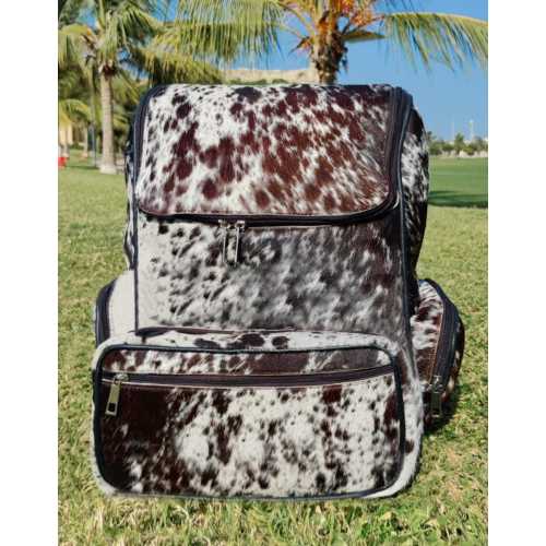 Real Cowhide Tricolor Leather Backpack - Travel Bag - Cowhide Backpack Bag - Genuine Cowhide Bag for Everyday Use & Adventure