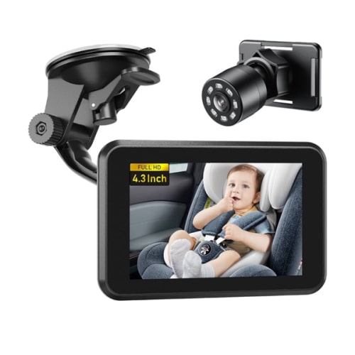 Itomoro Baby Car Camera, 4.3" HD Night Vision Car Baby Monitor with Camera, Safety Seat Baby Car Mirror for Rear Facing 5 Mins Easy Installation ACZ401