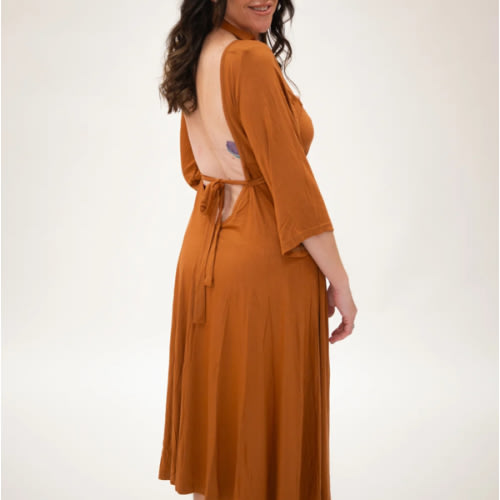 Lila Labor & Postpartum Gown in Burnt Orange