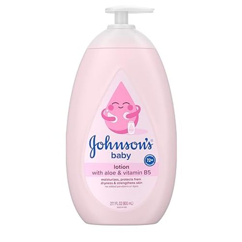 Johnson's Baby Lotion with Coconut Oil, Aloe Vera & Vitamin B5, 72 HR Hydration, Skin Moisturizer, Hypoallergenic, Safe for Newborn, Protects From Dryness &; Strengthens Skin, 27.1 fl. oz