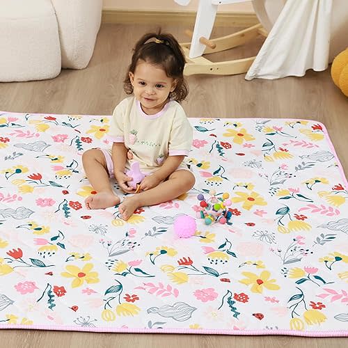 Baby Play Mat, Extra Thicker & Large Baby Mat for Floor, Soft Non-Slip Cushioned Play Mats for Babies, Toddlers, Foldable and Washable Baby Play Mat