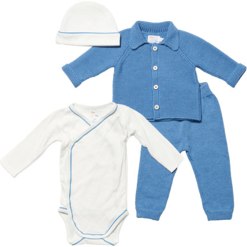 Baby Essentials 4-Piece Bundle, Blue - Oso & Me Rompers | Maisonette
