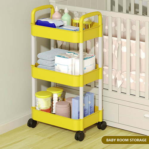 3-Tier Rolling Storage Cart With Wheels, Plastic Multi-Room Organizer For Kitchen Living Room Office Bathroom
