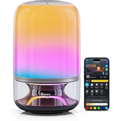 Govee Table Lamp 2 Pro x Sound by JBL, Smart Cordless Table Lamp with Speaker, Music-Light Sync, 16 Music Modes & 100+ Scene Modes, Work with Matter, DIY Customized Rechargeable Desk Lamp for Bedroom