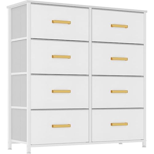 YITAHOME Fabric Dresser, Tall Storage Dresser with 8 Drawers, Rustic & Chest of Drawers, Storage Drawer Organizer for Closet, Living Room