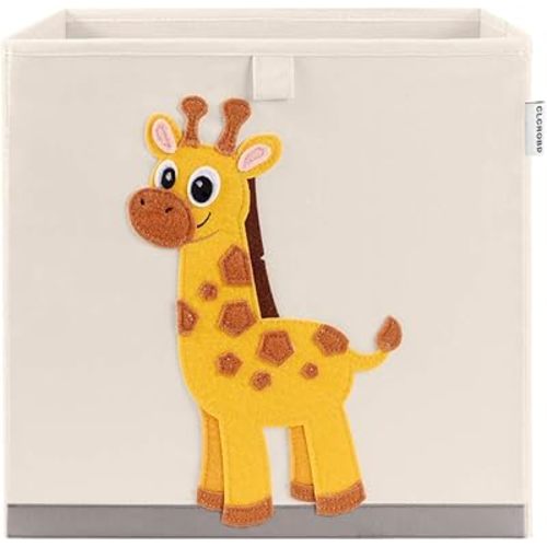 CLCROBD Foldable Animal Cube Storage Bins Fabric Toy Box/Chest/Organizer for Kids Nursery, 13 inch (Elegant Giraffe)