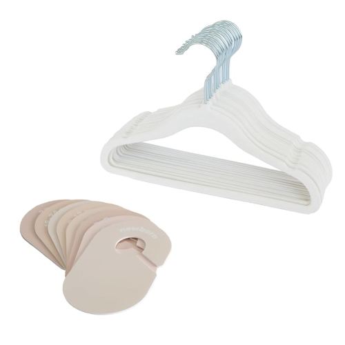 3 Sprouts Baby Closet Organizer Set - 15 Nursery Hangers with 8 Size Dividers, Closet Dividers for Baby Clothes and Clothes Organizer for Infant to Toddler Clothing - Cream Hangers & Neutral Dividers
