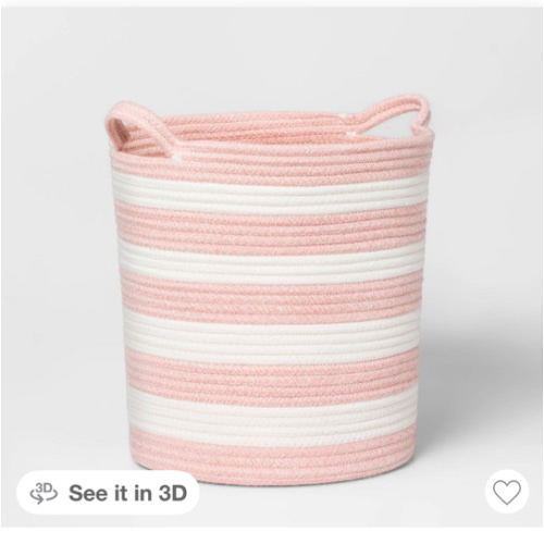 Extra Large Striped Coiled Kids' Rope Basket Rose Pink - Pillowfort™