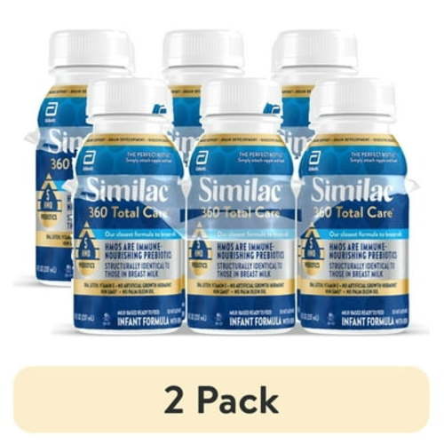 (2 pack) Similac 360 Total Care Ready-to-Feed Baby Formula, 8-fl-oz Bottle, Pack of 6