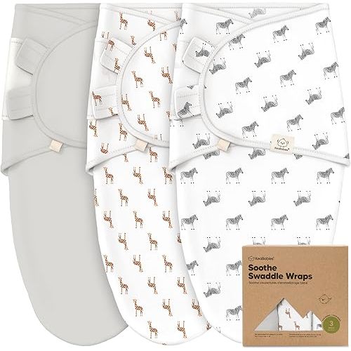 3-Pack Organic Baby Swaddle Sleep Sacks - Swaddles for Newborns, Infant 0-3 Months, Baby Girls, Boys, Soft & Snug Newborn Sleep Sack, Nursery Swaddling Blankets, Velcro Closure (The Wild)