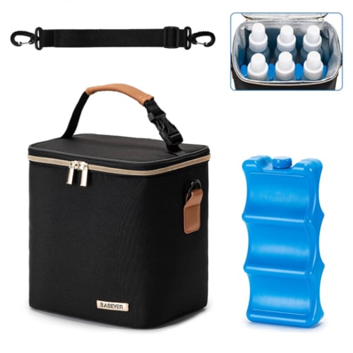 Amazon.com : BABEYER Breastmilk Cooler Bag with Ice Pack Fits 6 Baby Bottles Up to 9 Ounce, Baby Bottle Bag with Shoulder Strap for Nursing Mom Daycare, Black : Baby