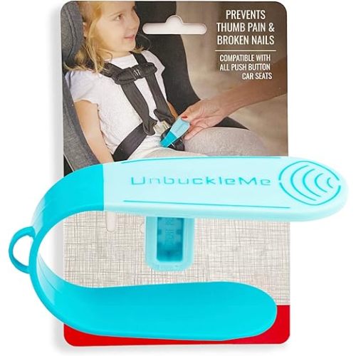 UnbuckleMe Car Seat Buckle Release Tool - Easy Opener Aid for Arthritis, Long Nails, Older Kids - Button pusher for infant, toddler, convertible 5 pt harness car seats - As Seen on Shark Tank (Aqua)