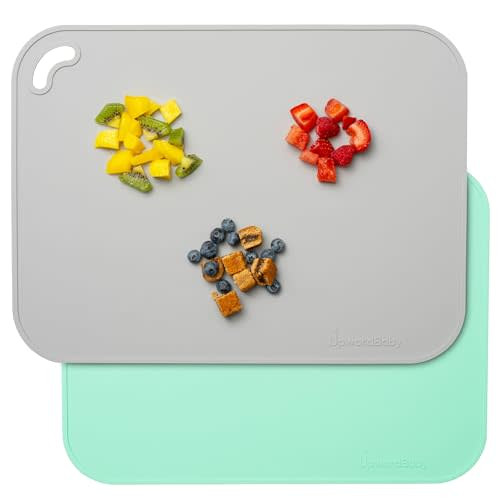 UpwardBaby Silicone Placemats for Toddlers - Suction Baby Placemat for Restaurants & Home - Set of 2 - Kids Placemat for Dining Table-Washable Wipeable Nonslip BPA-Free Placemats for Kids