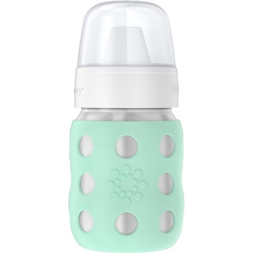 Lifefactory 8-Ounce Stainless-Steel Vacuum-Insulated Wide-Neck Baby Bottle with Hard Sippy, Mint (LS2221WMI4)