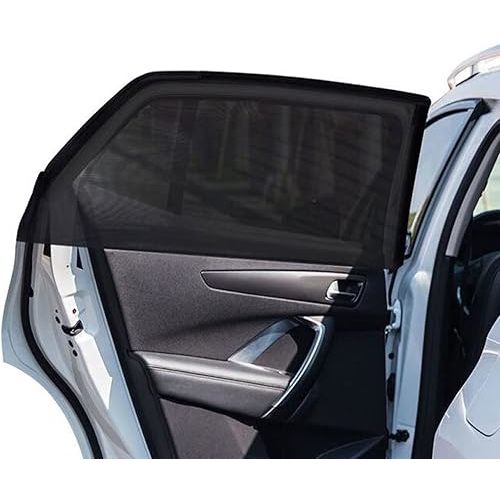 2Pack Large Size Super Elastic 42" to 53" Car Window Sunshades, for Large SUV, Pickup, Truck, Minivan, Breathable Mesh Window Screen, Side Window Screen for Car Camping