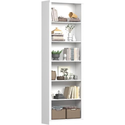 75" Tall Bookshelf & Bookcase, 6-Tier Adjustable Storage Shelves, Book Shelf with Anti-Tipping Device, Modern Display Rack for Living Room, Bedroom, Office