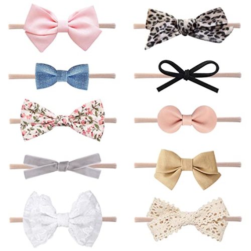 LittleJoJo Baby Girl Headbands and Bows, Newborn Infant Toddler Nylon Hairbands Hair Accessories - Honey