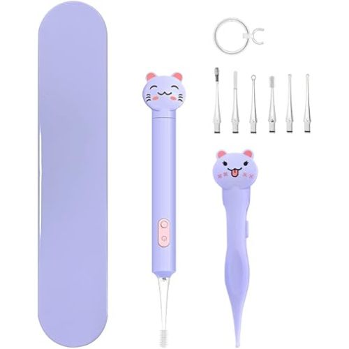 2 Pack Baby Nose and Ear Cleaner, Nasal Booger and Ear Wax Removal Tool Nose Cleaner Tweezers with Light for Newborns Infants Adult Safely Clean Baby's Boogers Ear Wax Baby Must Have Items(Purple)
