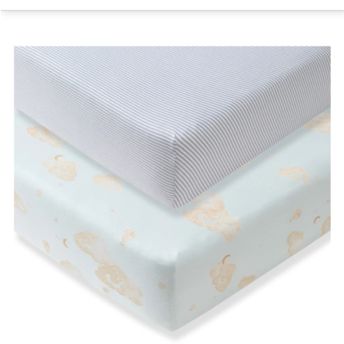 Burt’s Bees Good Night Sky Organic Cotton Crib Sheets Ice Flow