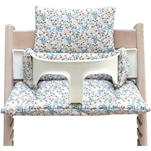 Blausberg Baby - Coated Cushion Set Compatible Tripp Trapp High Chair - Materials Oek-Tex Standard Certified Made in Germany (Flower Meadow Blue)