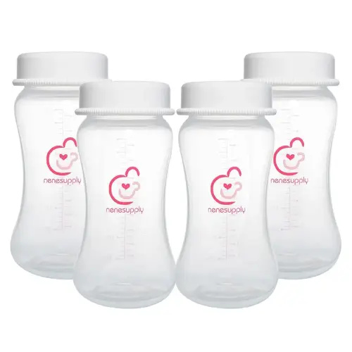 Nenesupply 9oz 4 Count Wide Neck Breast Pump Bottles Use for Pumping with Spectra S1 S2 9 Plus Breast Pumps. Replace Spectra Bottles for Pumping Breastmilk Storage and Collection Bottles
