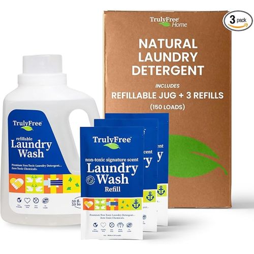 Laundry Detergent for Sensitive Skin | Gentle & Safe for Baby Clothes | Plant-Based | 3 Pack Refill Powder| Easy to Dissolve to Create a Liquid| Signature Wash Scented (150 Loads)