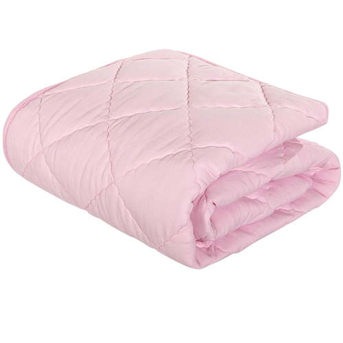 Down Alternative Oversized Toddler Comforter, Super Soft and Warm Solid Color Baby Crib Quilted Blanket, 43 x 60 inches, Pink