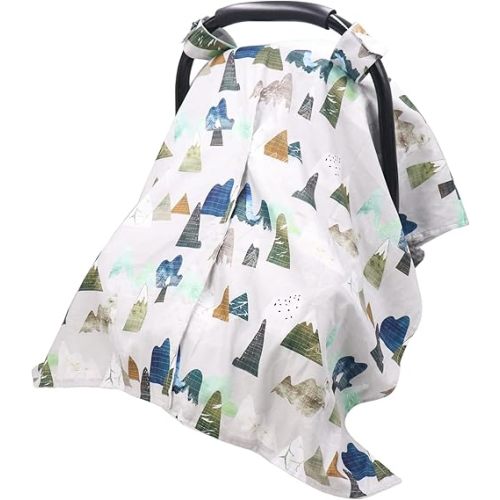 TANOFAR Car Seat Cover Baby, Carseat Covers Baby Boy Girl, Peekaboo Opening Infant Car Seat Cover for Winter, Warm & Cozy, Adventure Mountain