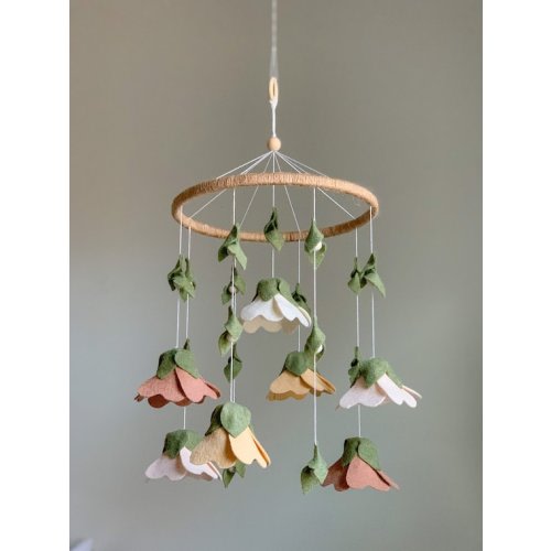 Felt Flower Crib Mobile Boho Chic Floral Nursery Decor Baby - Etsy