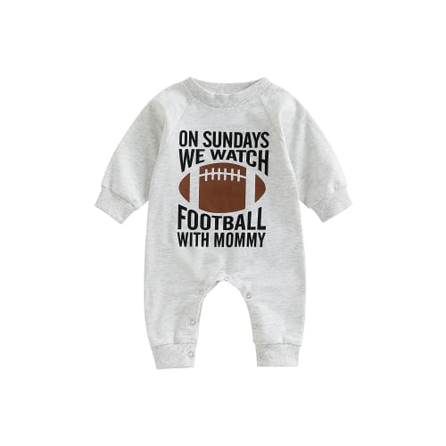 Newborn Infant Baby Boy Girl On Sundays We Watch Football with Daddy/Mommy Onesie Romper Jumpsuit Baby Football Outfit