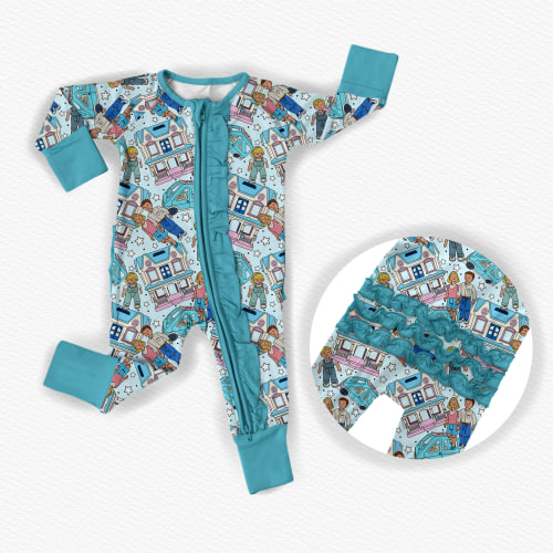 Vintage Dollhouse Ruffle Bamboo Zippy Pajamas