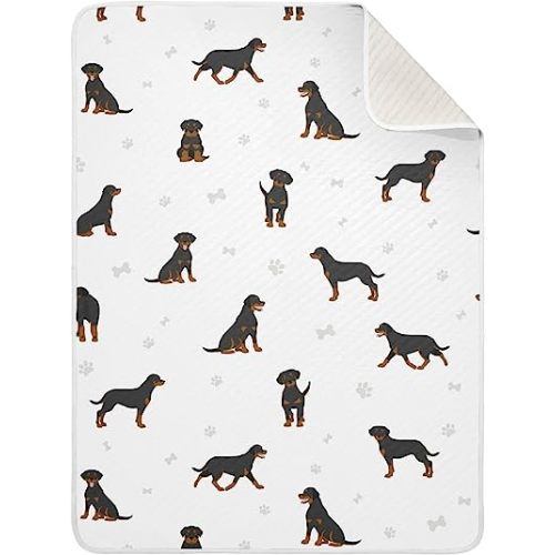 Swaddle Blanket Rottweiler Dog Cotton for Infants, Receiving Lightweight Soft Swaddling for Crib, Stroller, Nursery, 30x40 in