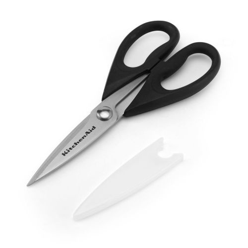 KitchenAid Utility Shears: Stainless Steel Kitchen Scissors, Dishwasher-Safe, Black Handle, 4.5" Blade, Lifetime Warranty