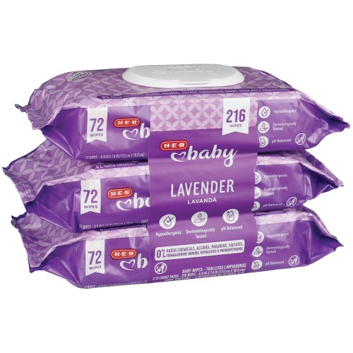 H-E-B Baby Lavender Wipes, 3 Pk