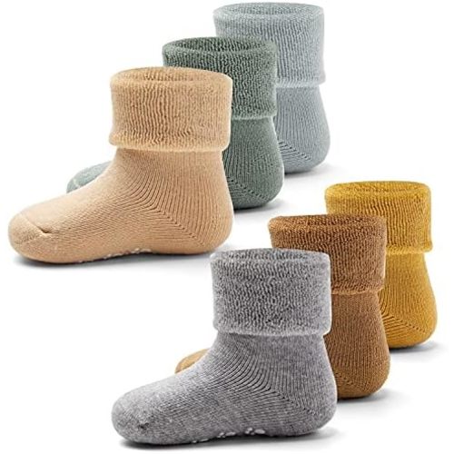 Baby Non Slip Warm Socks Baby Boys Thick Winter Socks with Grips for Baby Girls Non Skid Socks 6 Pack