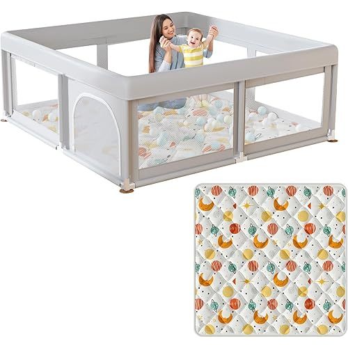 Baby Playpen with Mat Small Playpen for Babies and Toddlers 50 x 50 inch Baby Fence Playards