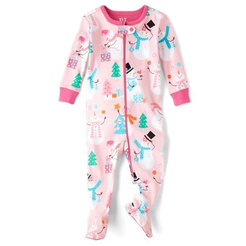 The Children's Place Baby Girls' and Toddler Long Sleeve 100% Cotton Zip-Front One Piece Footed Pajama