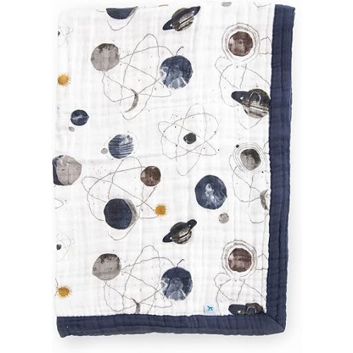 Little Unicorn Newborn Receiving Quilt | Ultra- Soft, Multi-Layered Muslin Fabric | Gift for Newborns & on-The-go (Planetary)