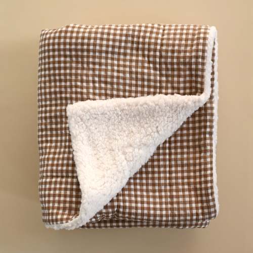 Muslin and sherpa blanket - Vichy brown