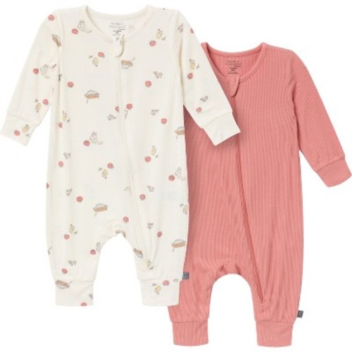 Modern Moments™ by Gerber Baby Neutral 2-Pack Footless Coveralls, Ivory Pasta Dinner, 0-3 Months