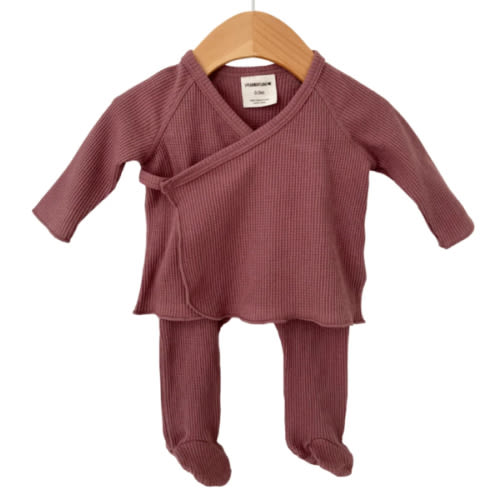Organic Waffle Kimono & Pant Set, Winterberry
