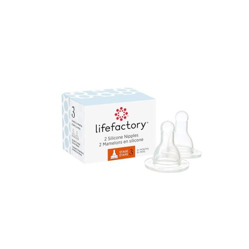 Lifefactory BPA-Free Stage 3 (6+ Months) Silicone Nipples 2-Pack