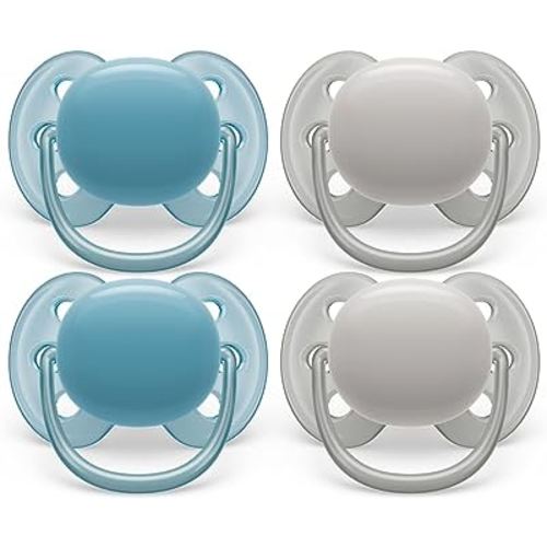 Philips Avent Ultra Soft Pacifier - 4 x Soft and Flexible Baby Pacifiers for Babies Aged 6-18 Months, BPA Free with Sterilizer Carry Case, SCF091/27