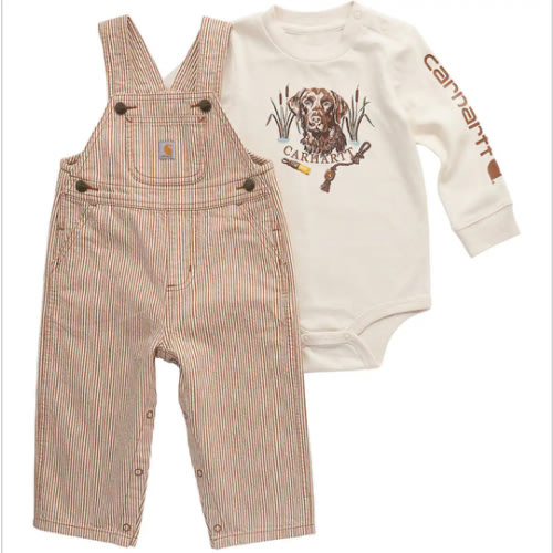 Boys' 2-Piece Long Sleeve Bodysuit & Stripe Overall Set (Baby) | Gifts for Everyone | Carhartt