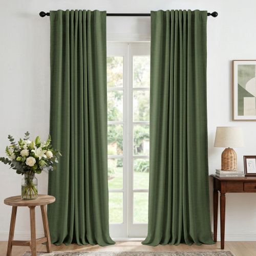 Gracie Oaks Graciella Thermal Insulated Faux Linen Textured 100% Blackout Curtains for Bedroom Living Room Back Tab/Rod Pocket & Reviews | Wayfair