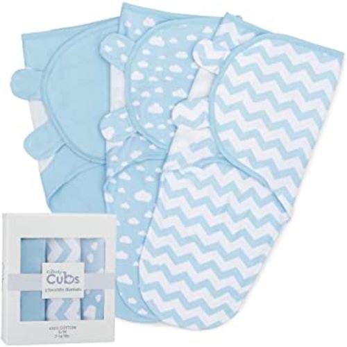 Comfy Cubs Swaddle Blanket Baby Girl Boy Easy Adjustable 3 Pack Infant Sleep Sack Wrap Newborn Babies Small (0-3 Month), Blue