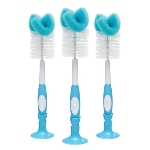 Dr. Brown's Baby Bottle Cleaning Brush with Sponge and Scrubber - Blue - 3-Pack 3 Pack, Blue Bottle Brush