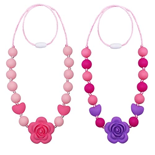 Chew Necklaces for Sensory Kids Girls Adults, Silicone Chewy Necklace Sensory Toys for Kids with Autism ADHD SPD, Oral Chew Toys for Toddlers Children Mouth Fidgets Tool - BPA Free
